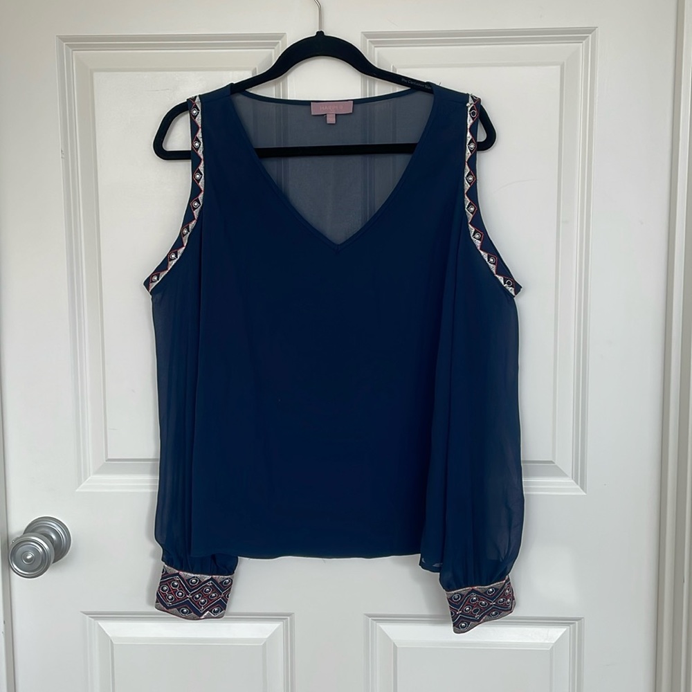 Navy blue Harper Cold Shoulder Top
